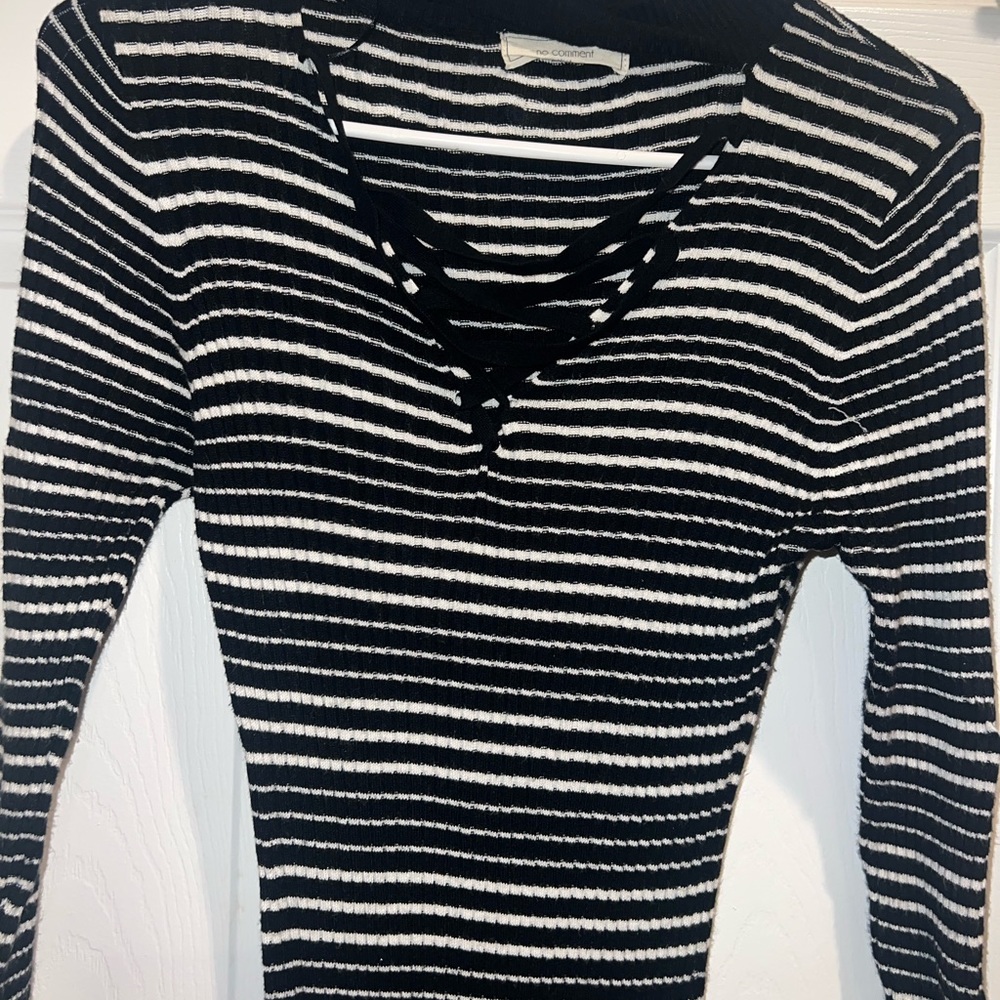 Black and White Striped Top